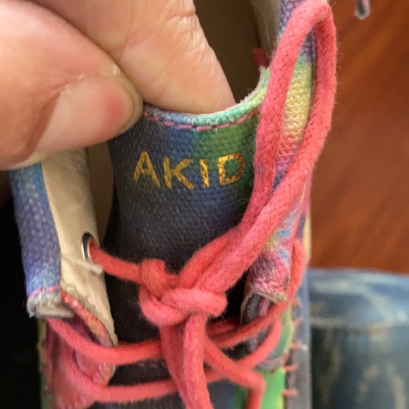 Akid Tie Dye moc canvas lace sneakers kids size 5 - Picture 7 of 16